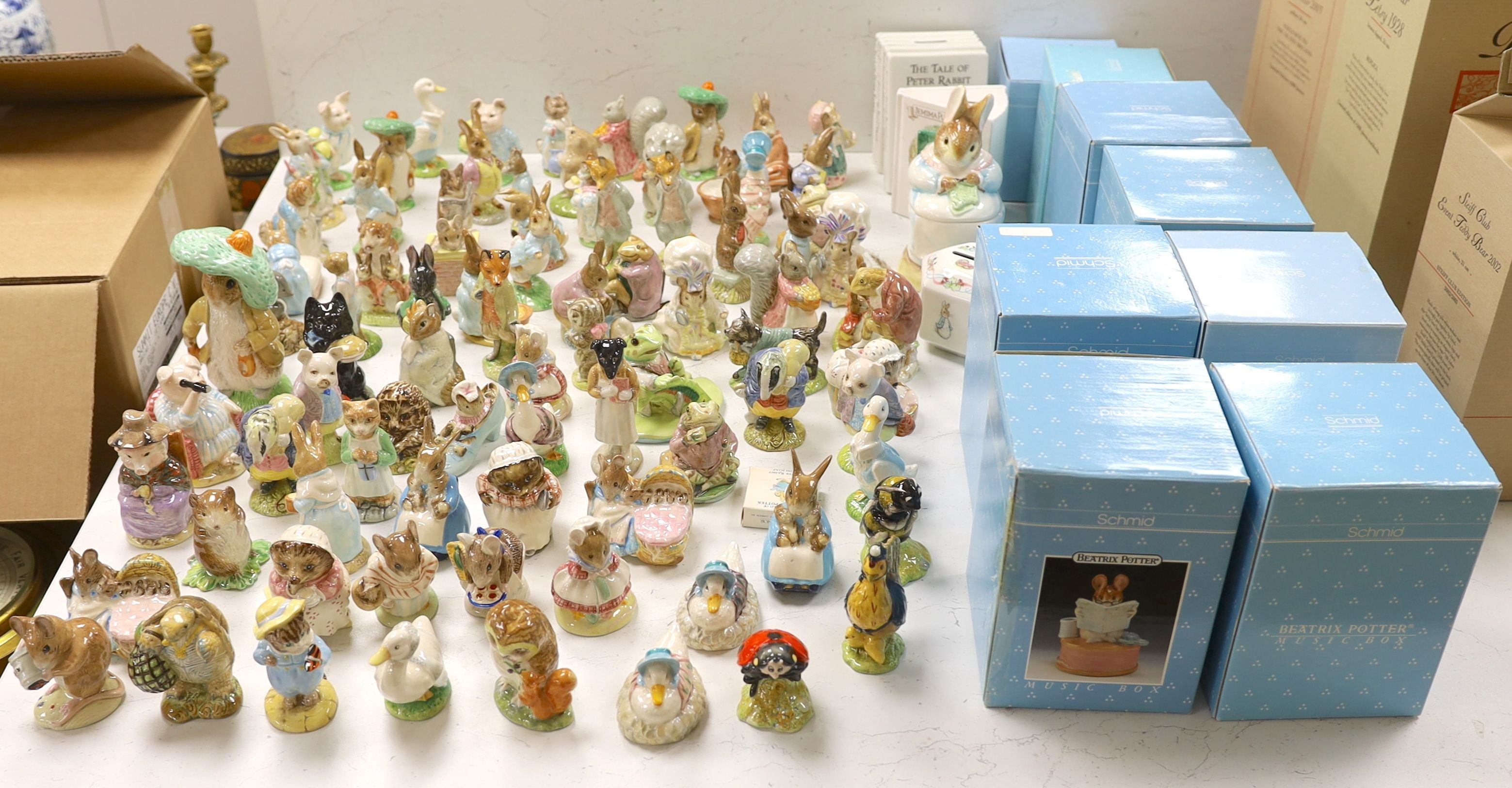 A large collection of various Beswick Beatrix Potter figures, money boxes etc.